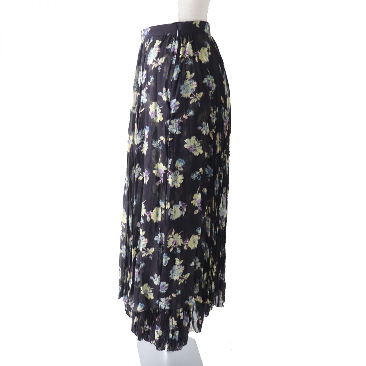 Celine Silk Georgette Sunburst Pleated Skirt 40