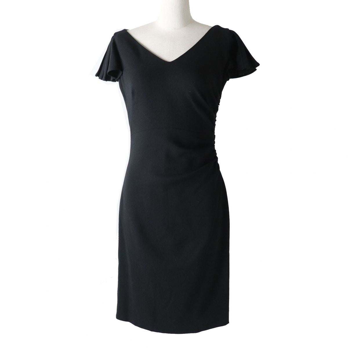 Valentino Women's V-Neck Shirring Dress Black