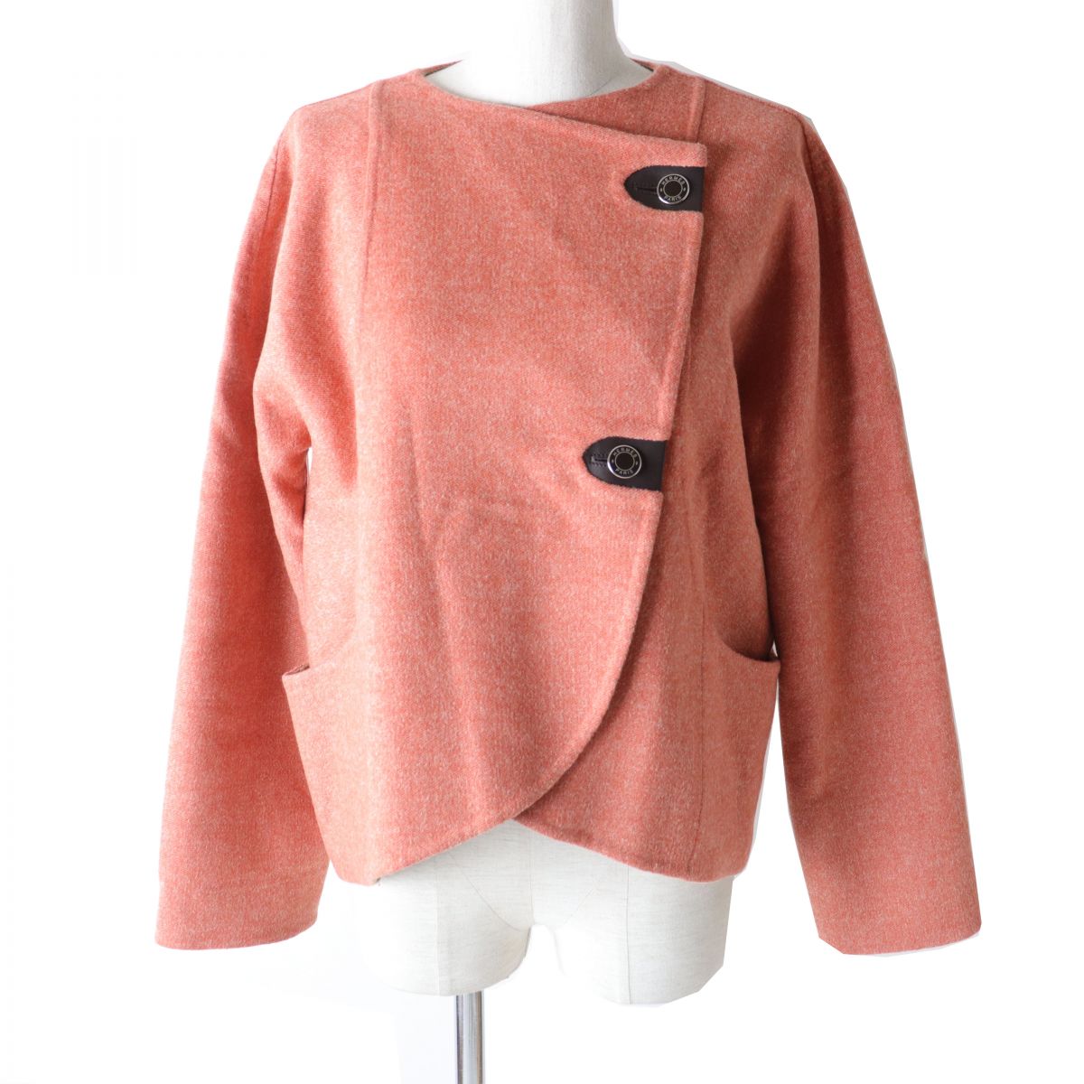 Hermes Women's Leather Cashmere Jacket Salmon Pink