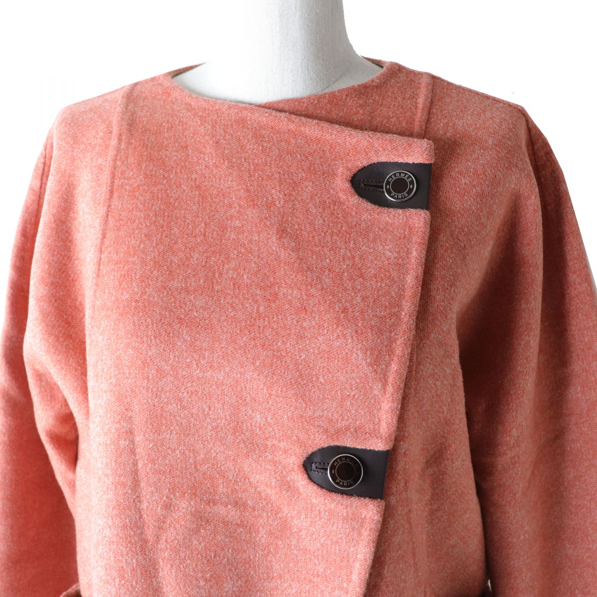 Hermes Women's Leather Cashmere Jacket Salmon Pink