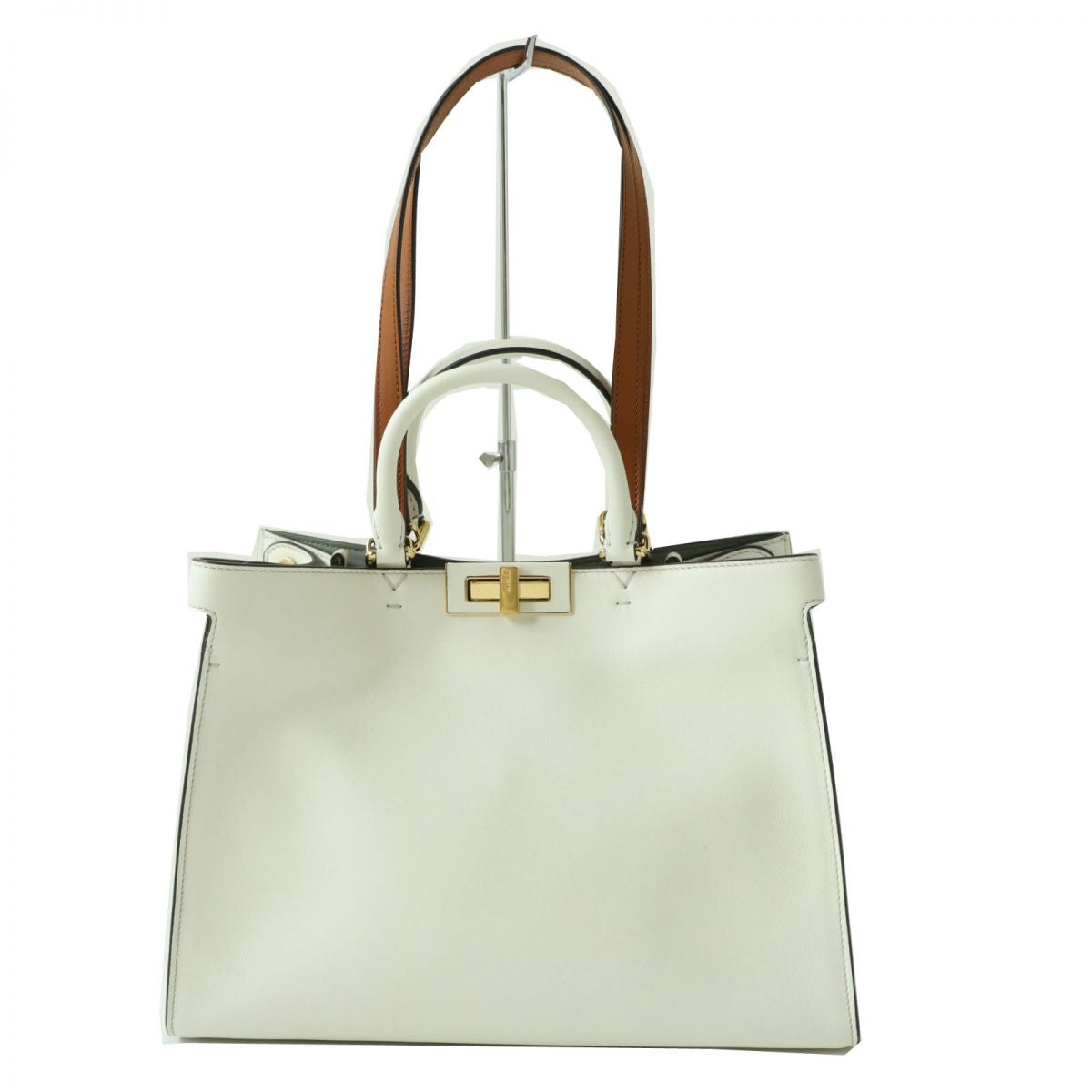 Fendi Peekaboo X Tote Bag Small White Brown