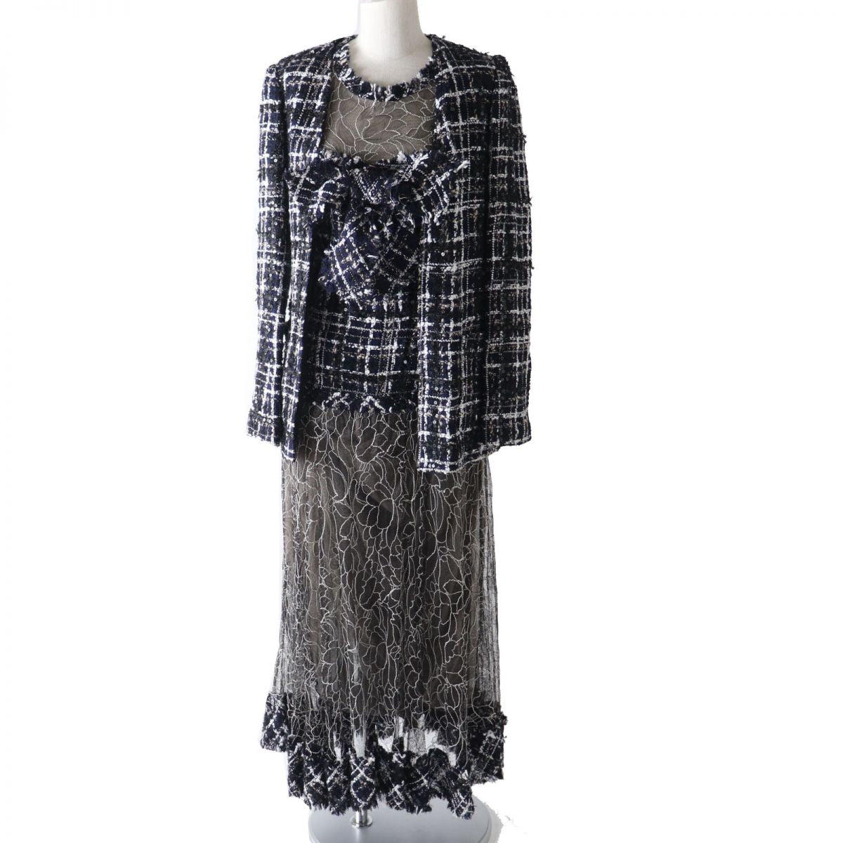 Chanel Tweed Lace Jacket Dress Set