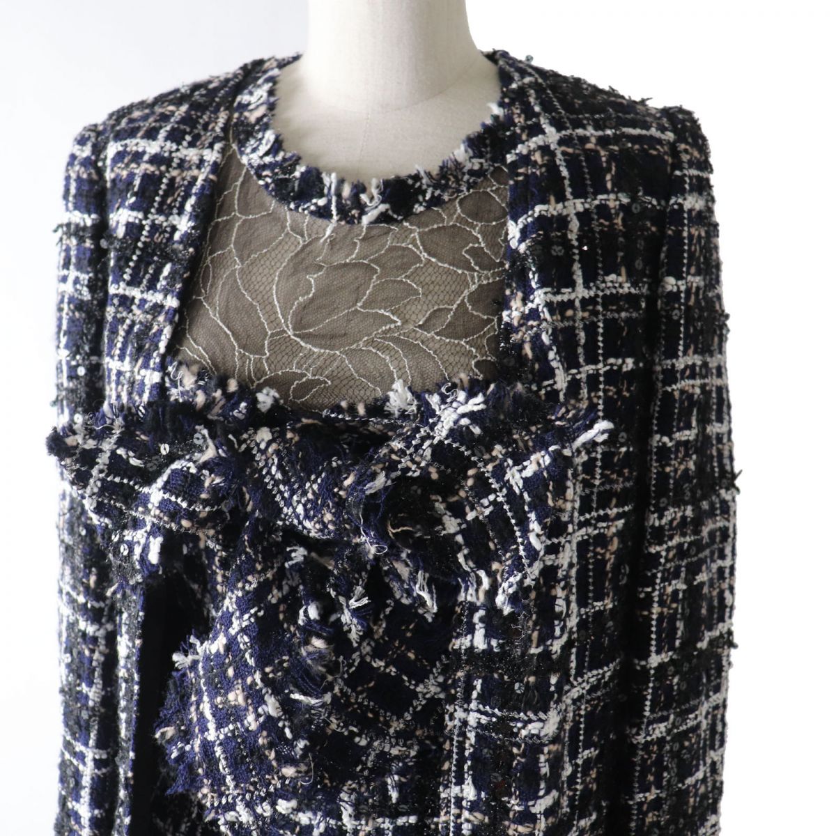 Chanel Tweed Lace Jacket Dress Set