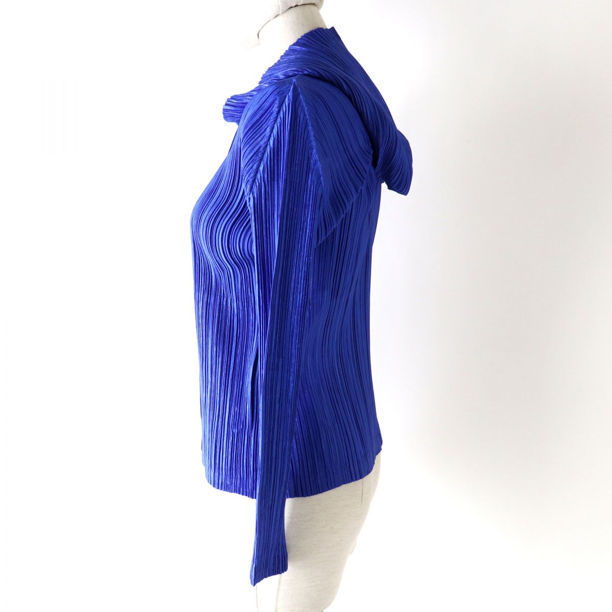 PLEATS PLEASE Hooded Long Sleeve Cardigan Blue