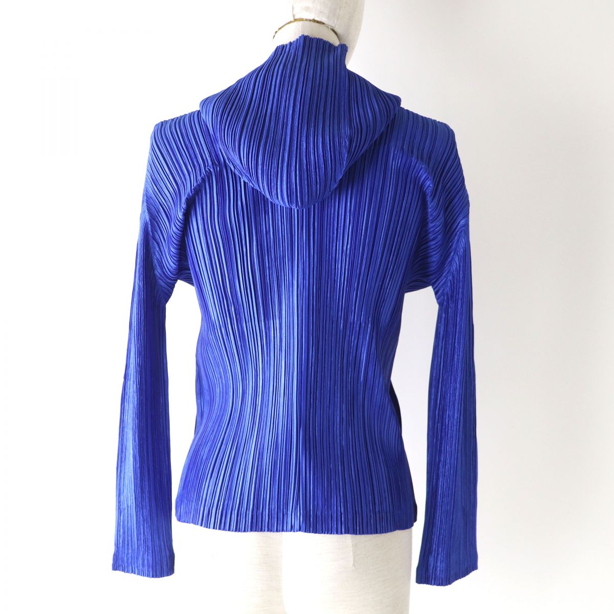 PLEATS PLEASE Hooded Long Sleeve Cardigan Blue