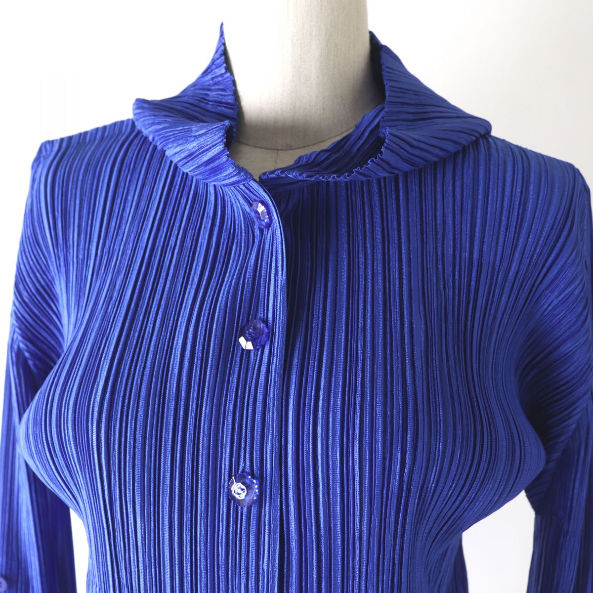 PLEATS PLEASE Hooded Long Sleeve Cardigan Blue