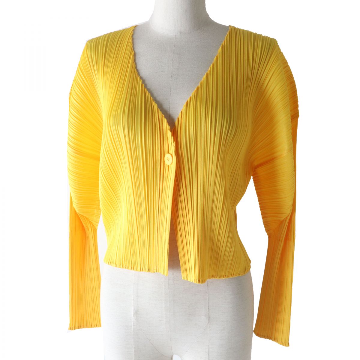 Stainless Steel Pleats Please Cardigan Yellow