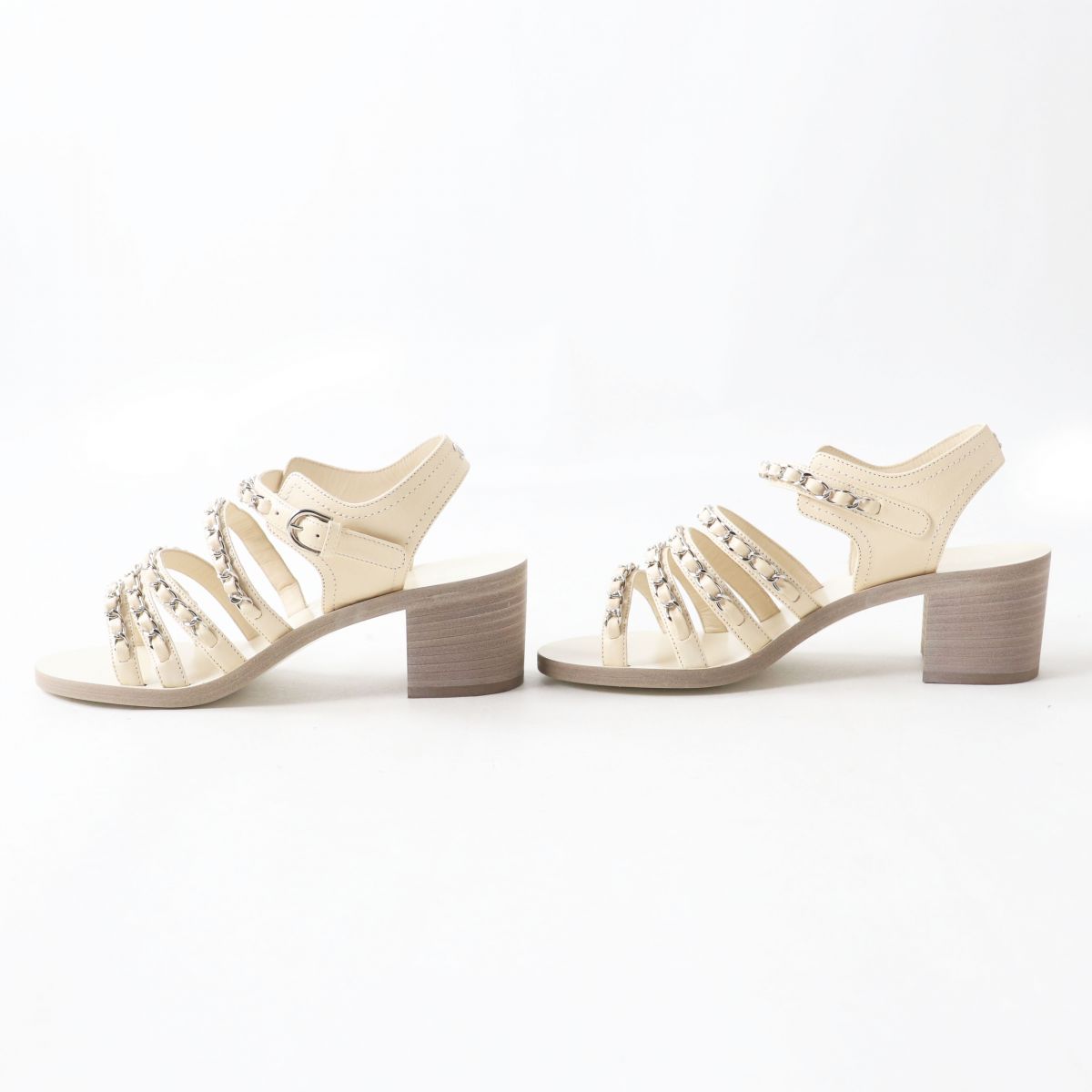 Chanel COCO Mark Leather Sandals White