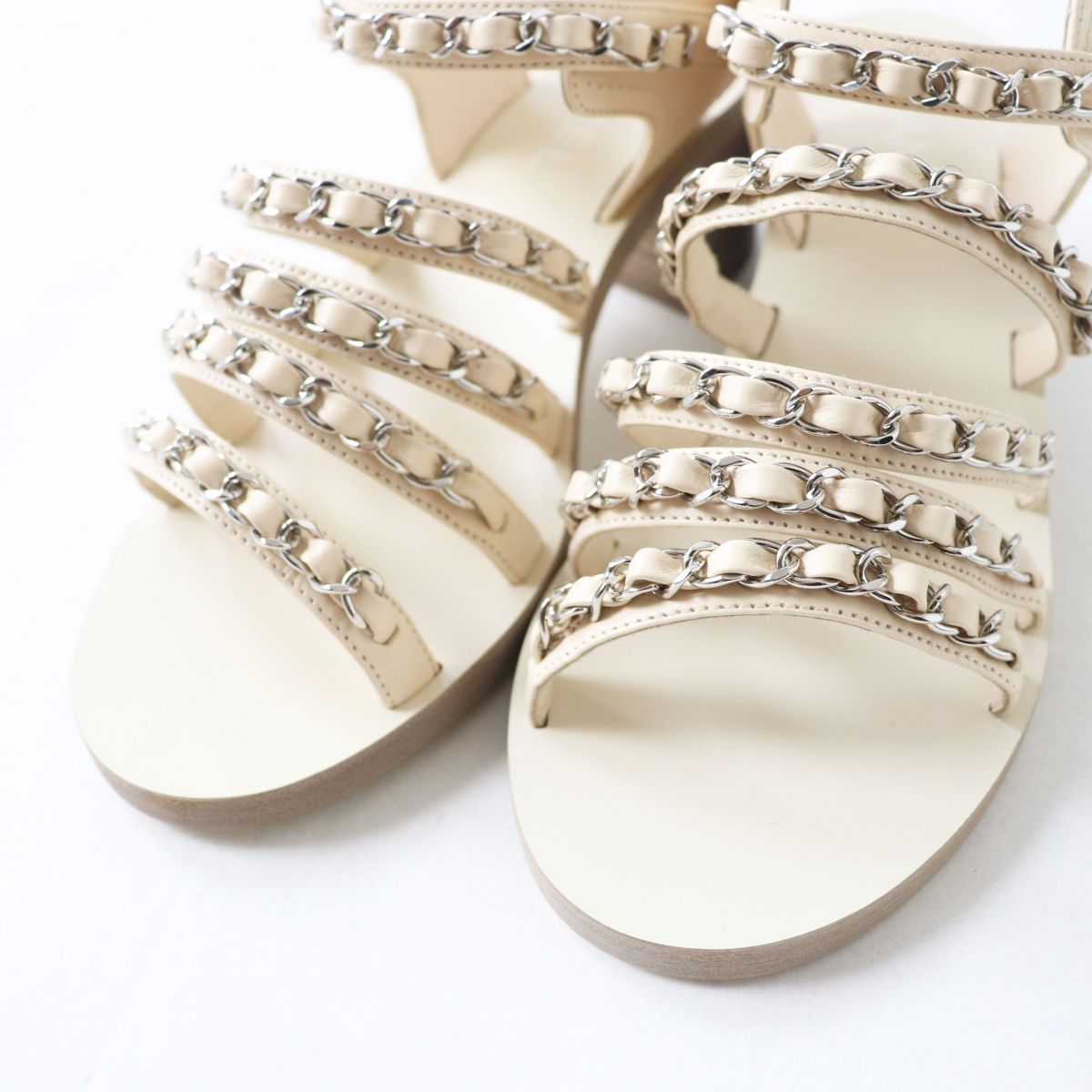 Chanel COCO Mark Leather Sandals White