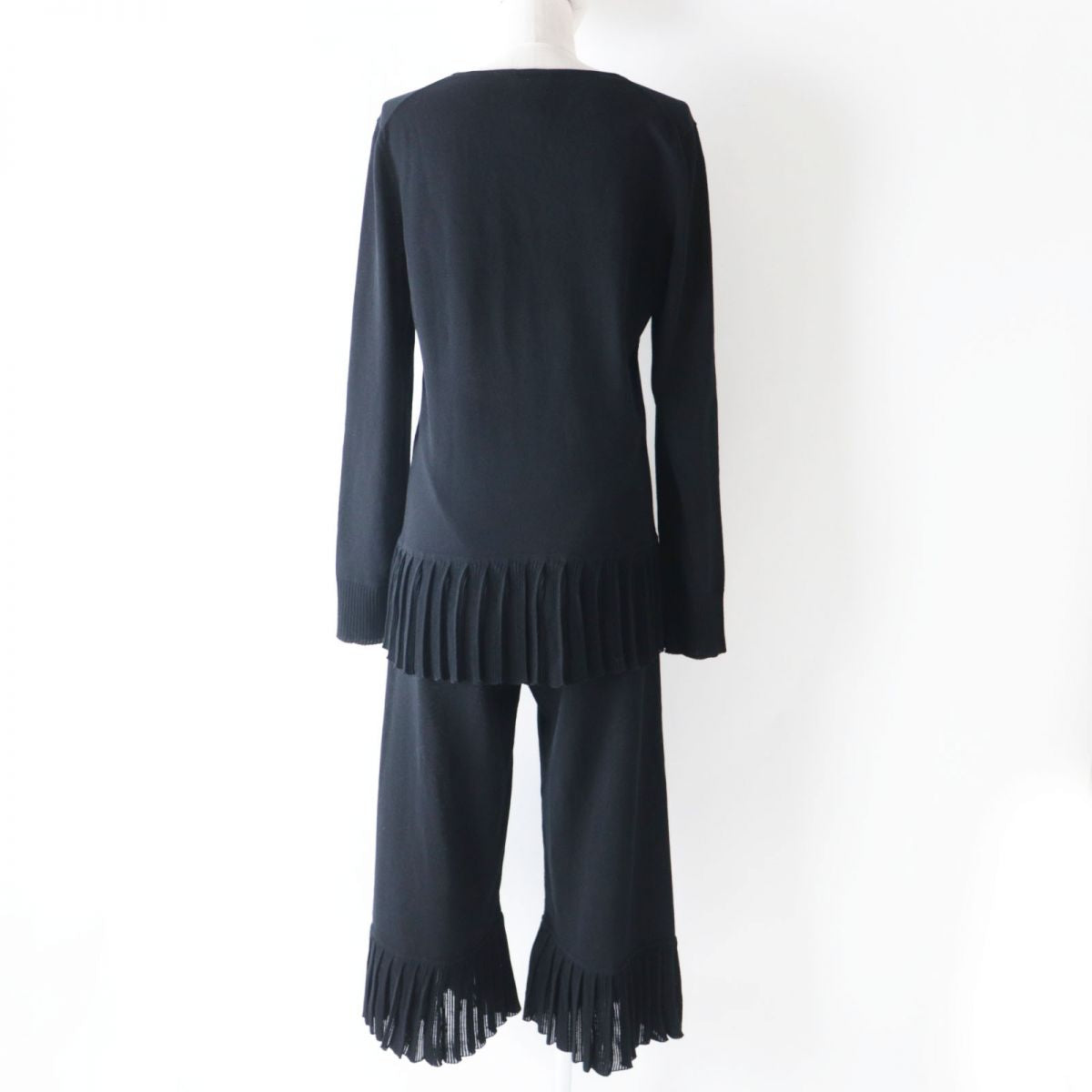 Chanel Cotton Knit Pants Set Black 38