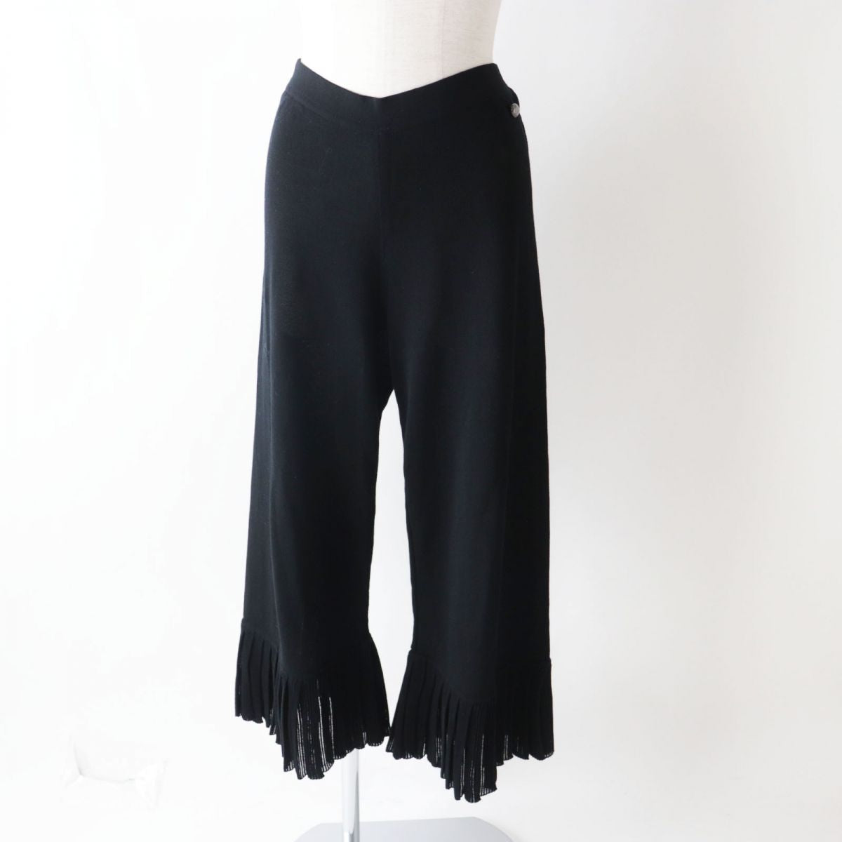 Chanel Cotton Knit Pants Set Black 38