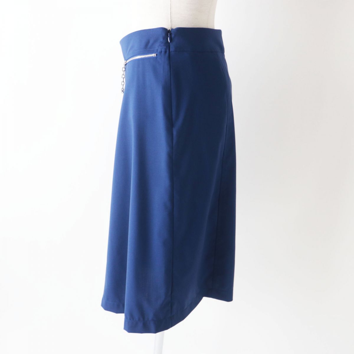 Hermes Wool Skirt Blue Silver Size 34