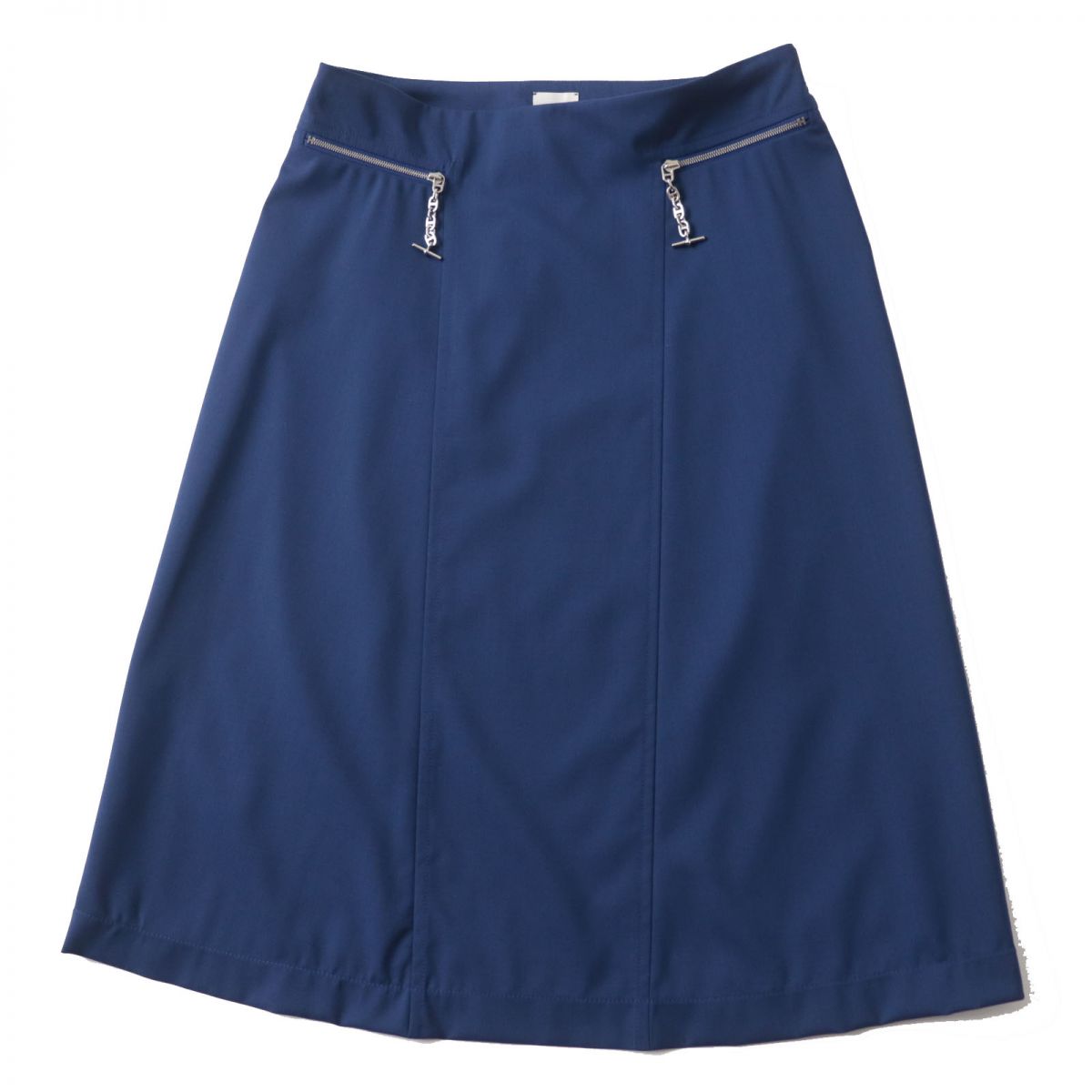 Hermes Wool Skirt Blue Silver Size 34