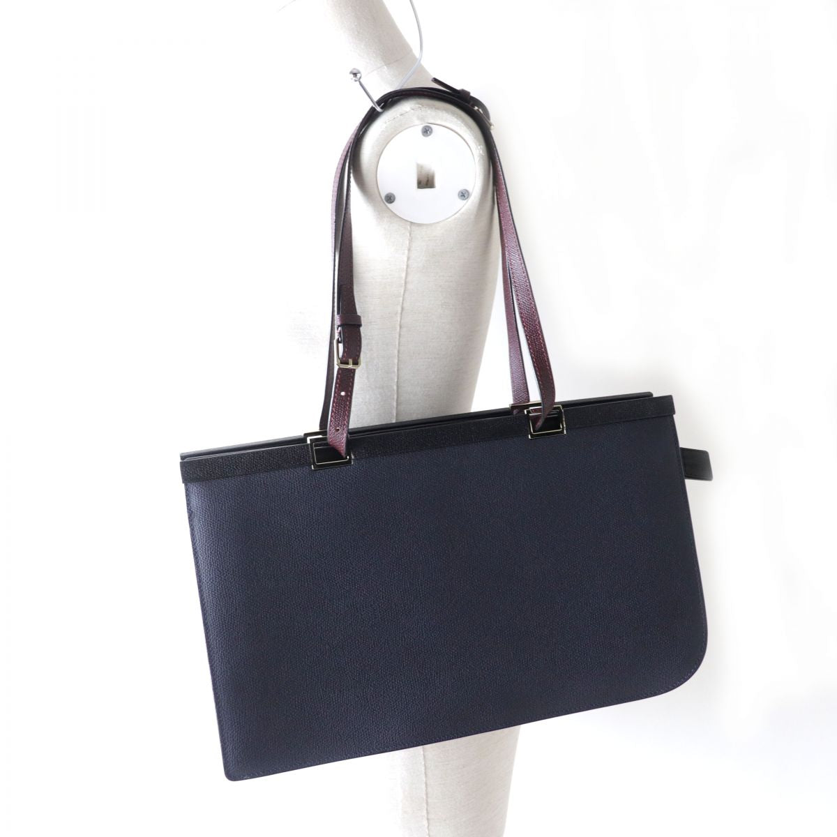 Valextra Leather Shoulder Bag Dark Navy