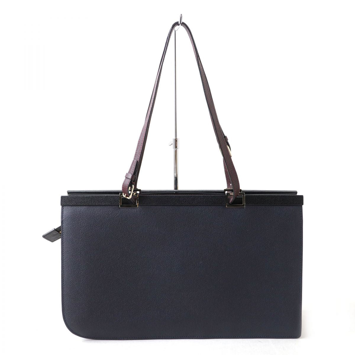 Valextra Leather Shoulder Bag Dark Navy