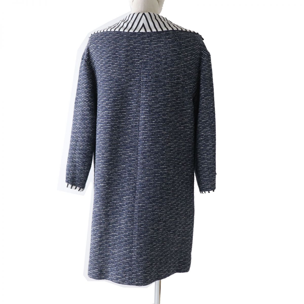 Chanel COCO Button Tweed Coat Navy 34