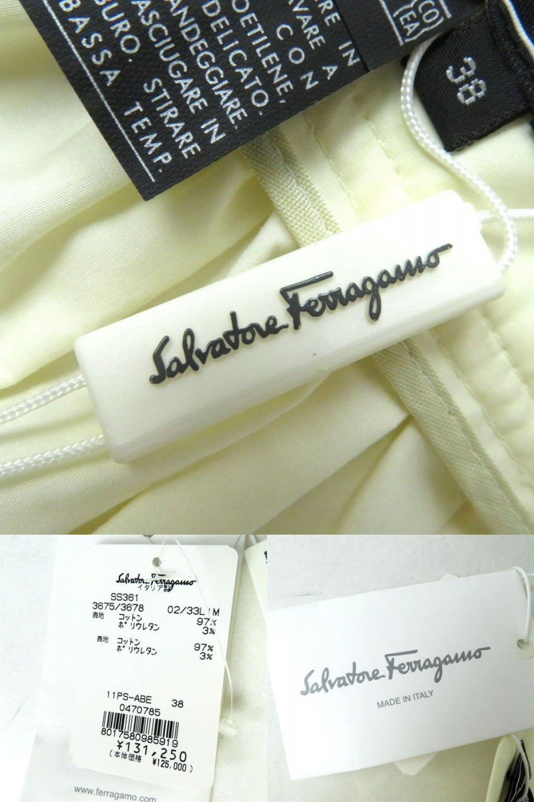 Salvatore Ferragamo Pleated Skirt Insect Pattern Ivory 38