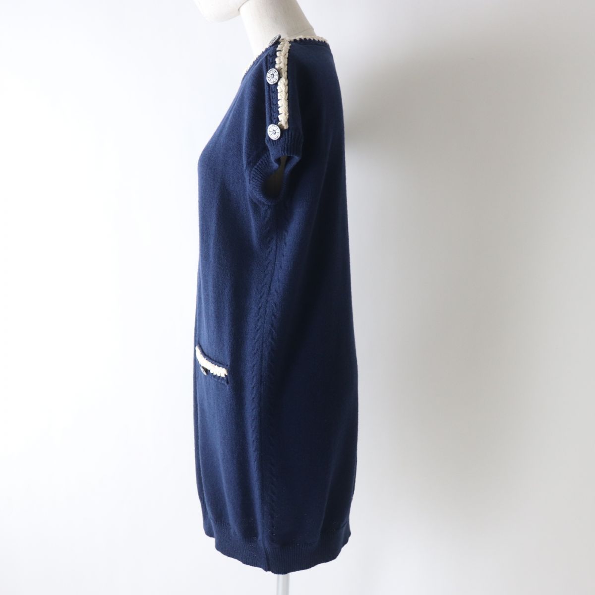 Chanel Knit Dress Navy Ivory 38