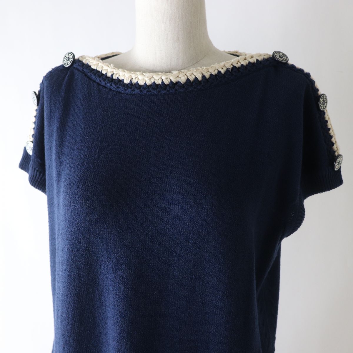 Chanel Knit Dress Navy Ivory 38