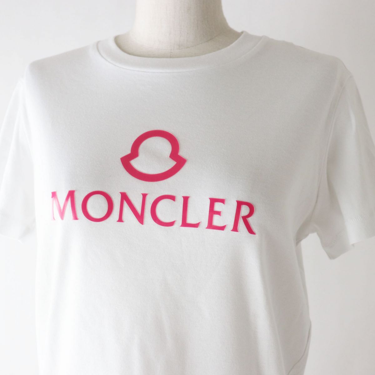 Moncler Cotton Logo T-Shirt XS White Pink