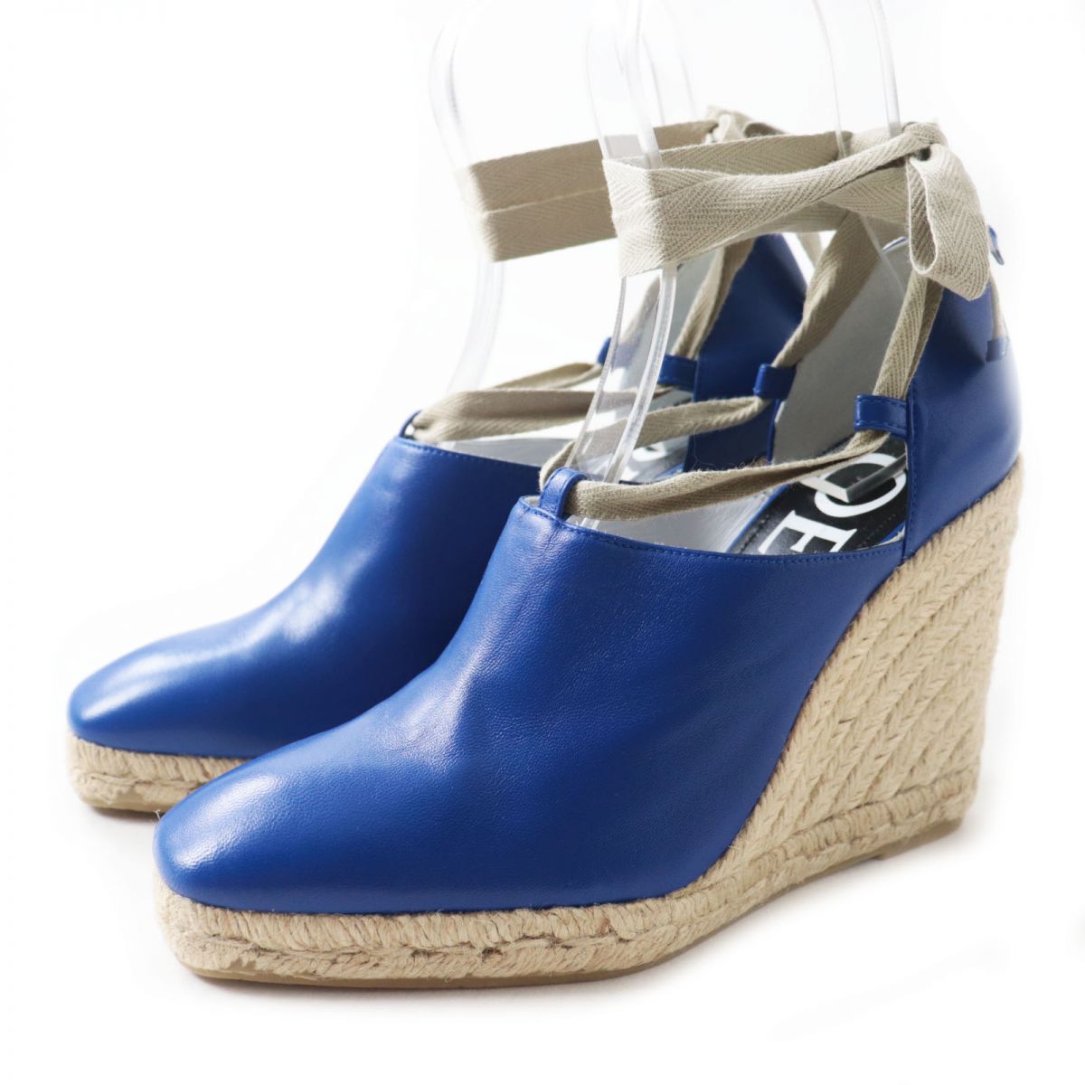 Loewe Leather Jute Wedge Espadrille Sandals