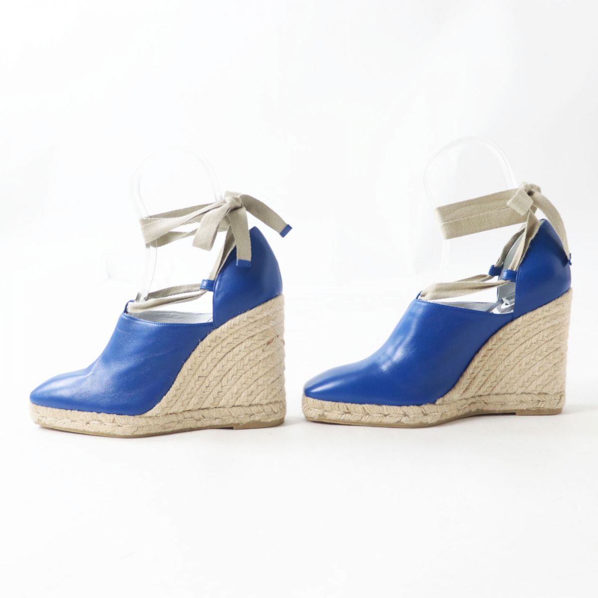 Loewe Leather Jute Wedge Espadrille Sandals