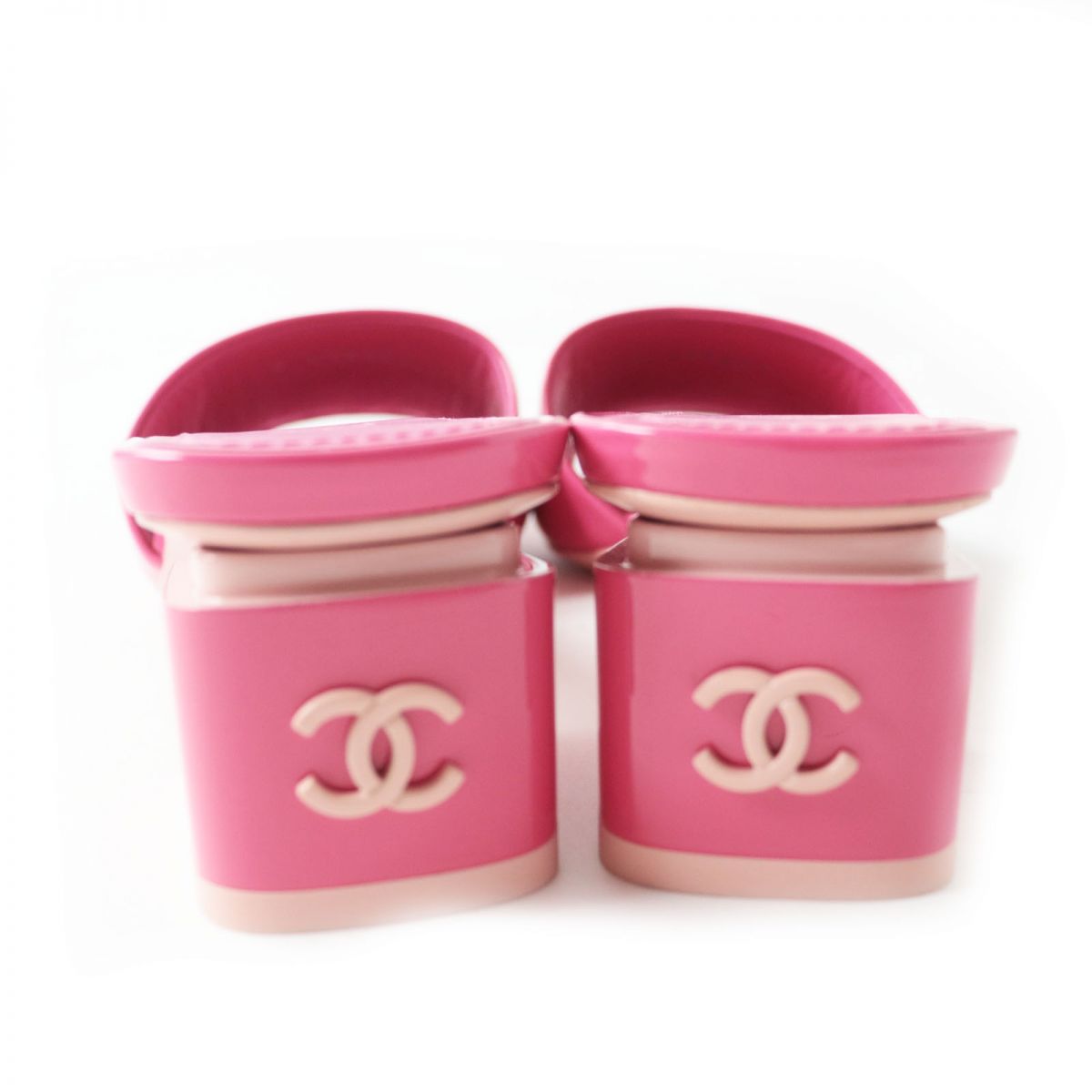 Chanel COCO Mark Patent Leather Mules Pink