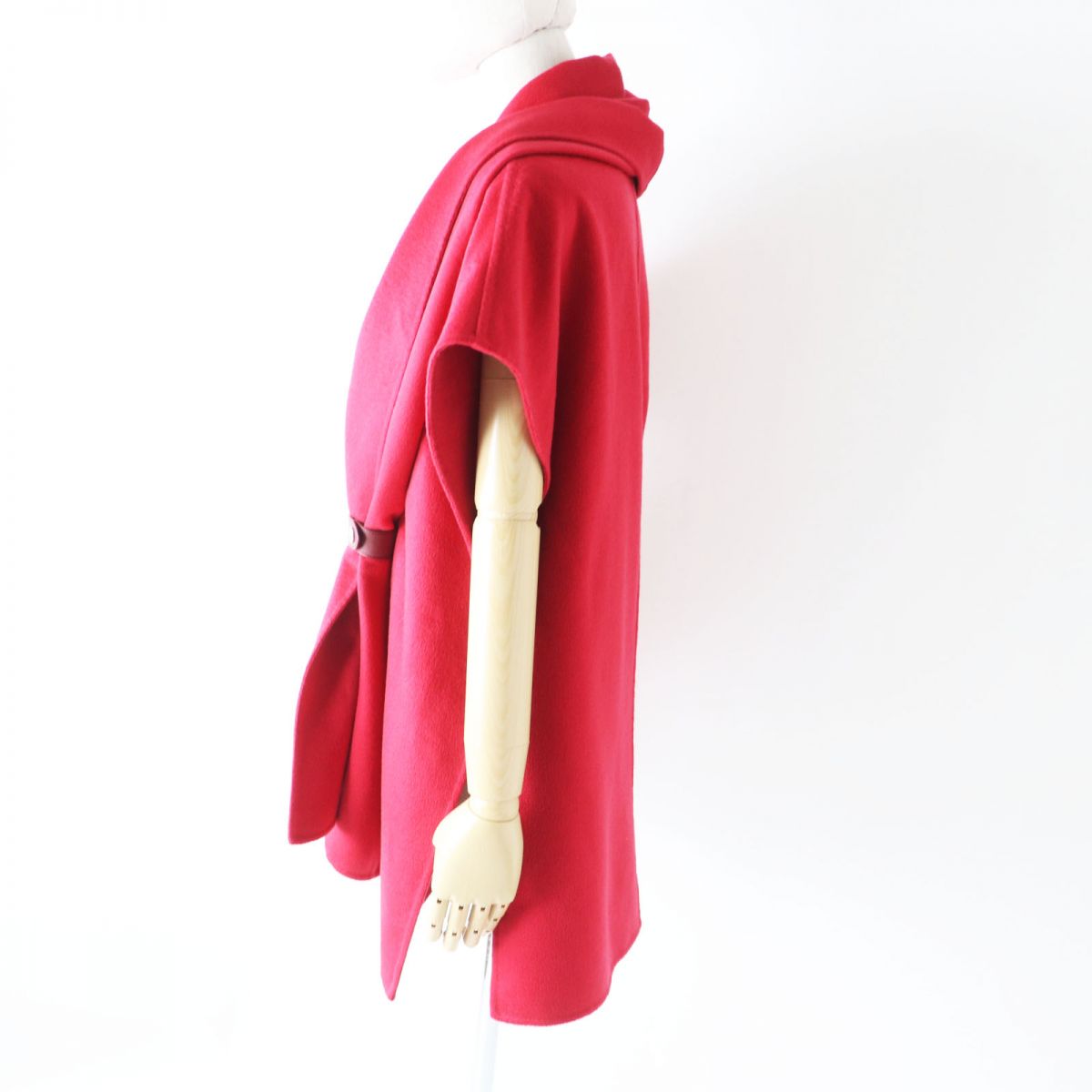 Hermes Cashmere Poncho Cape Coat Red