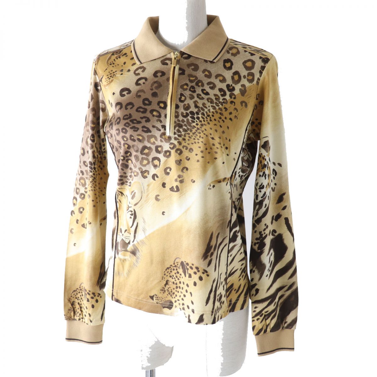 Leonard Sport Women's Half-Zip Rhinestone Leopard Top