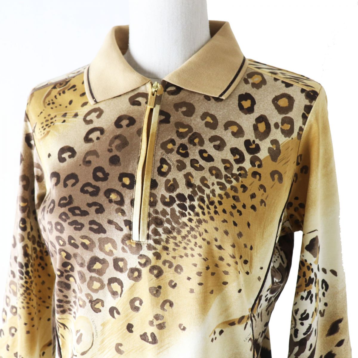 Leonard Sport Women's Half-Zip Rhinestone Leopard Top