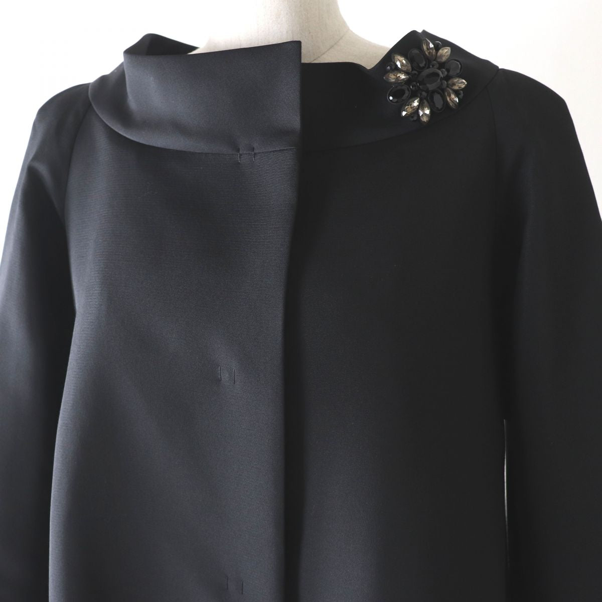 FOXEY Women's Jewel Evening Coat with Brooch, Black