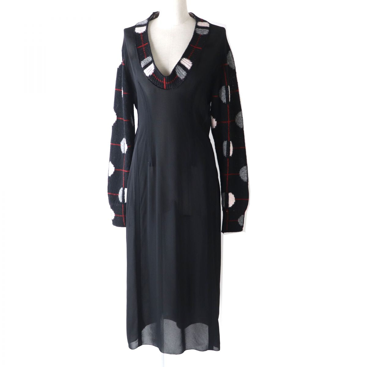 Prada Women's Rayon Knit V-neck Long Dress