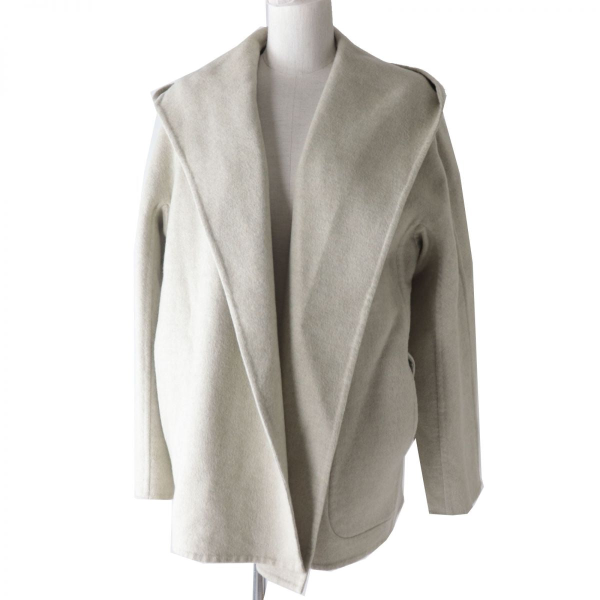 Hermes Cashmere Reversible Coat Light Grey 36