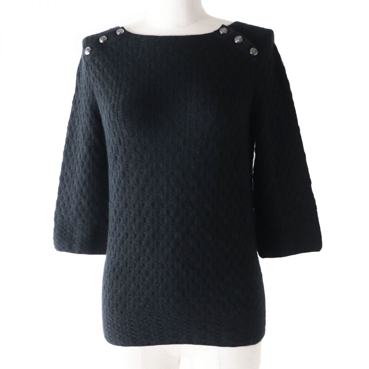 Chanel Cashmere Silk Knit Pullover Black 34