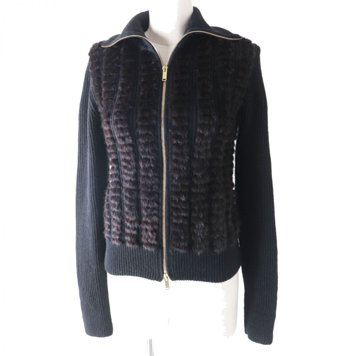 Gucci Mink Fur Cardigan Black Brown XS