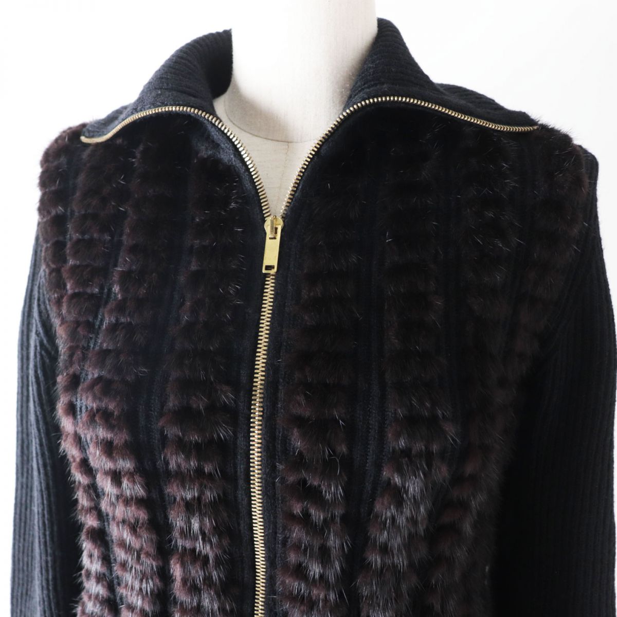 Gucci Mink Fur Cardigan Black Brown XS