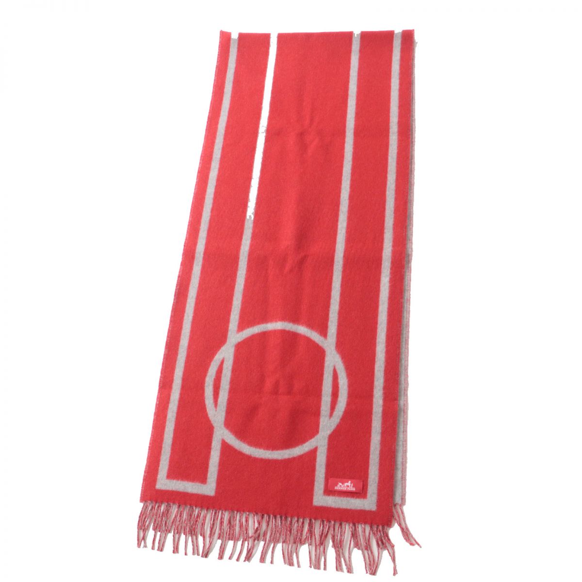 Hermes 100% Cashmere Scarf Red Grey