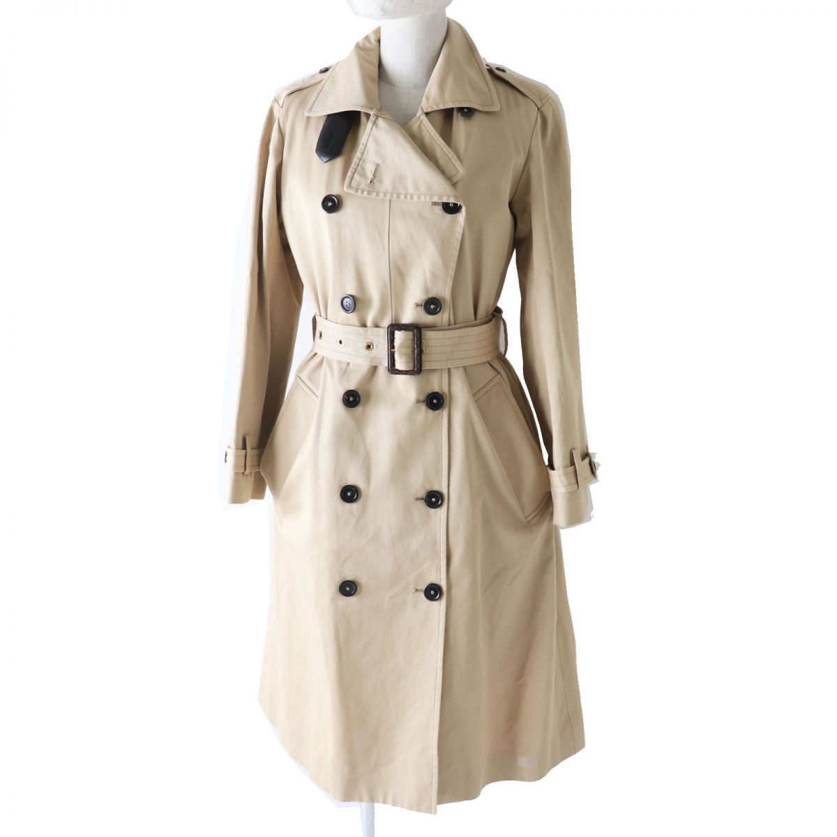 Louis Vuitton Monogram Wool Trench Coat Women Beige