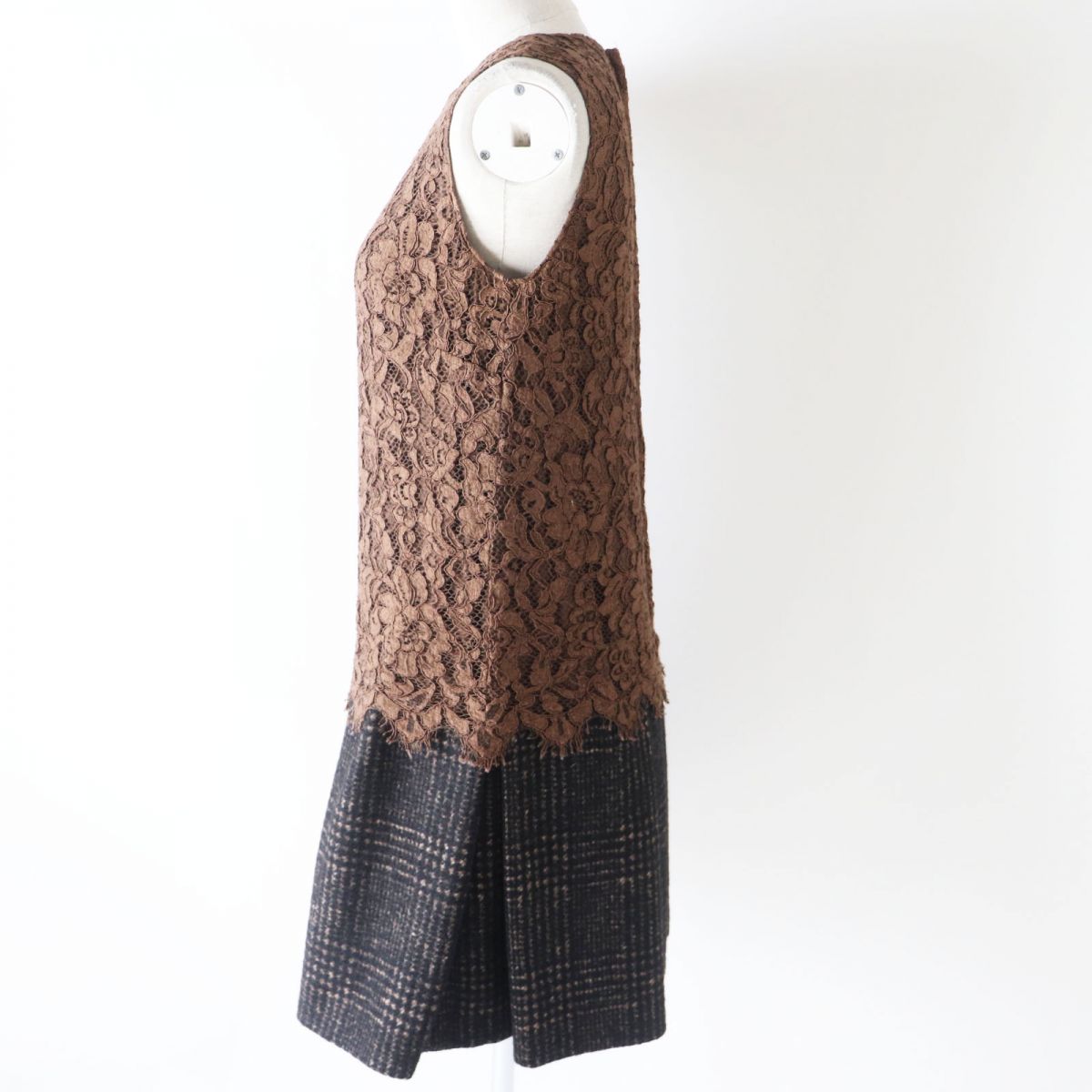 Dolce & Gabbana Lace Tweed Dress Brown 40