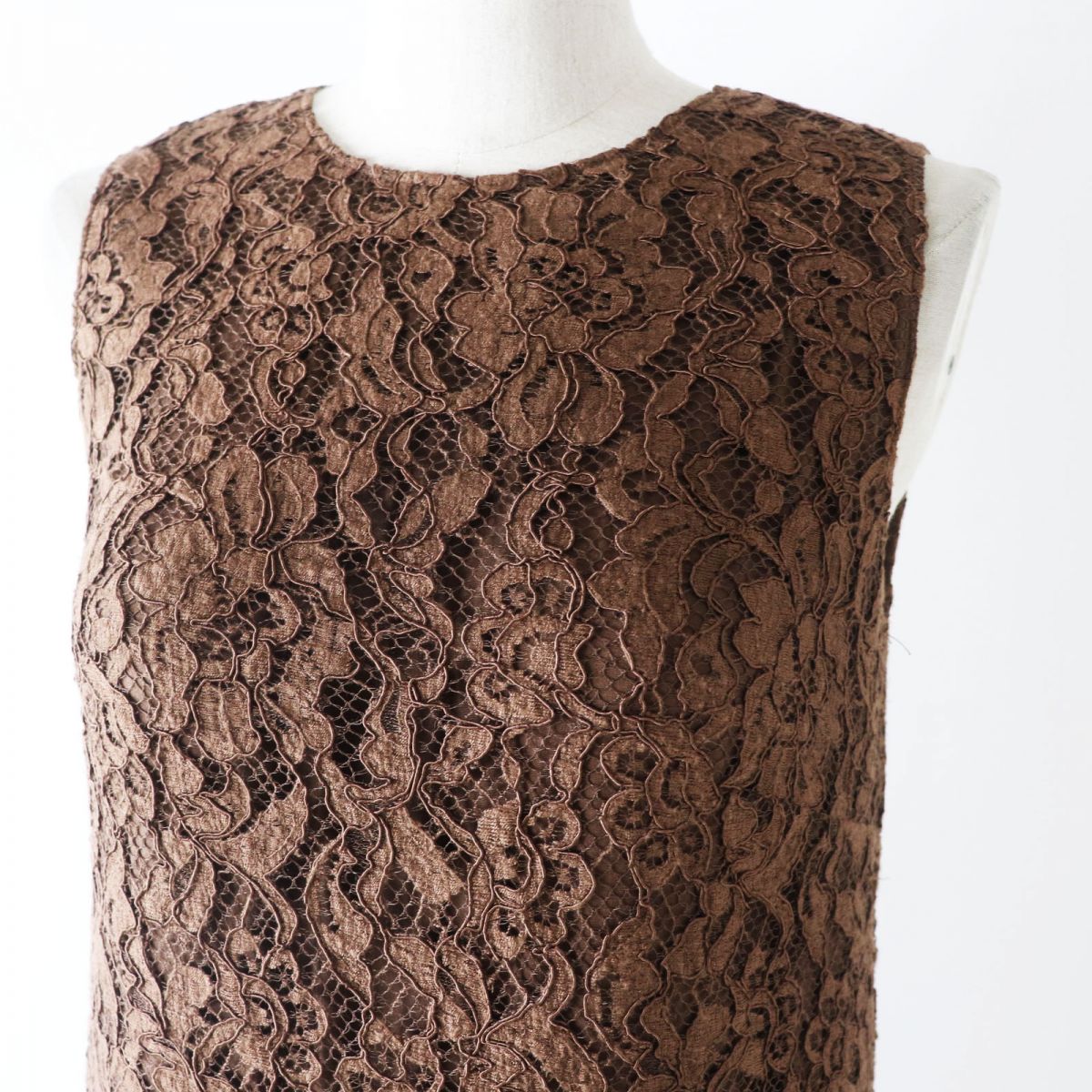 Dolce & Gabbana Lace Tweed Dress Brown 40