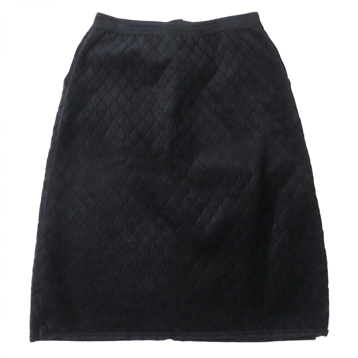 Chanel COCO Mark Gold Button Quilted Skirt Black 36