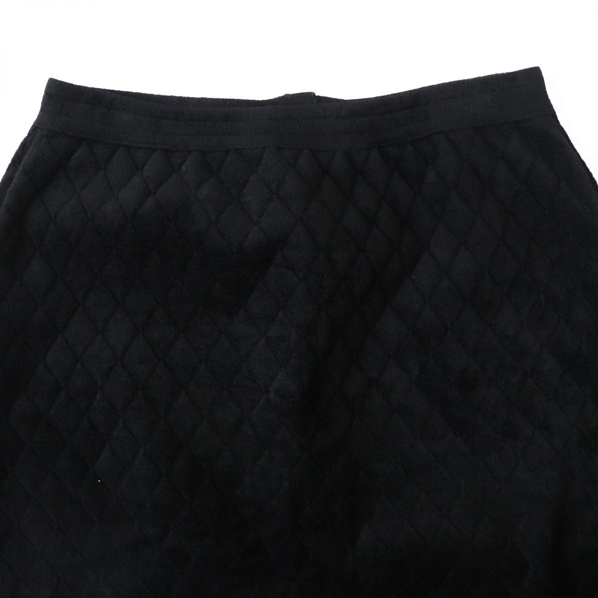 Chanel COCO Mark Gold Button Quilted Skirt Black 36