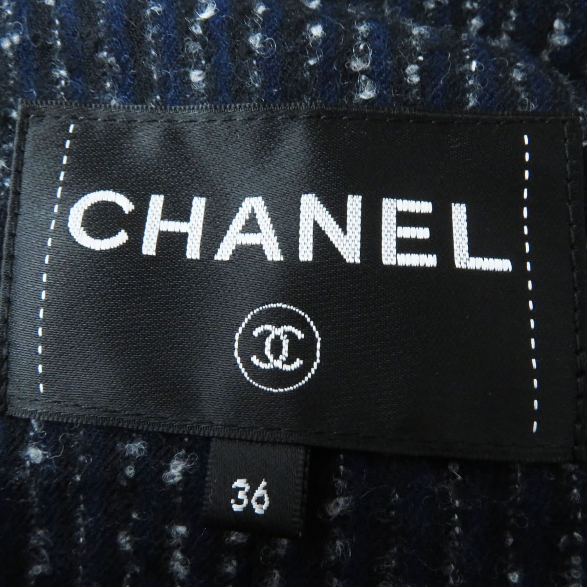 Chanel COCO Button Tweed Long Coat Navy