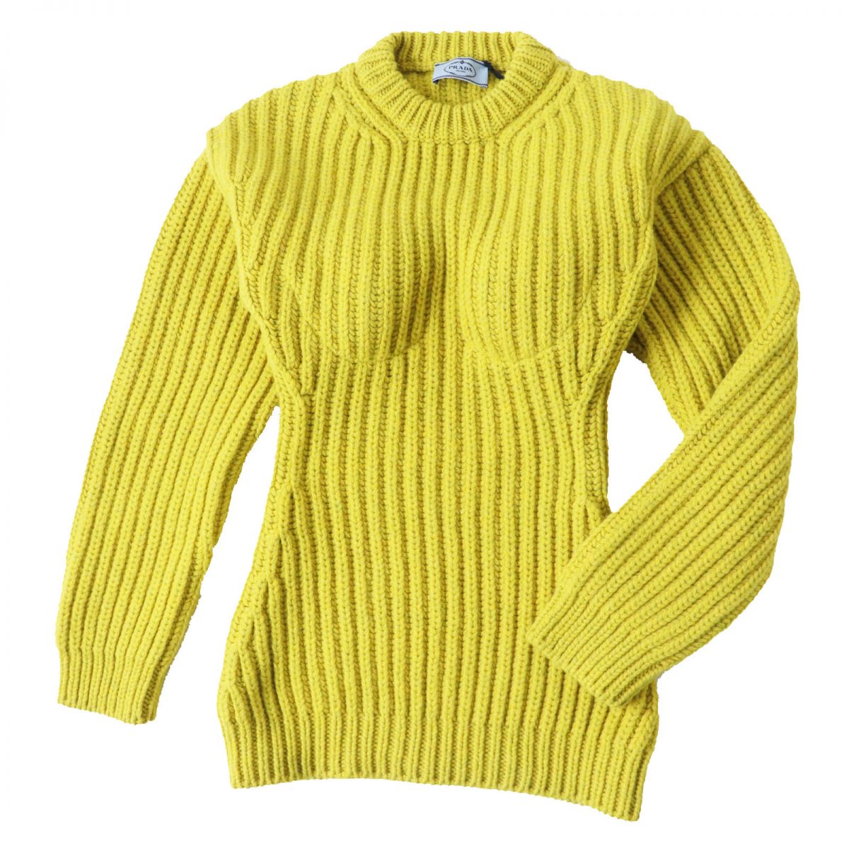 Prada Wool Crew Neck Sweater P24Q1L Yellow