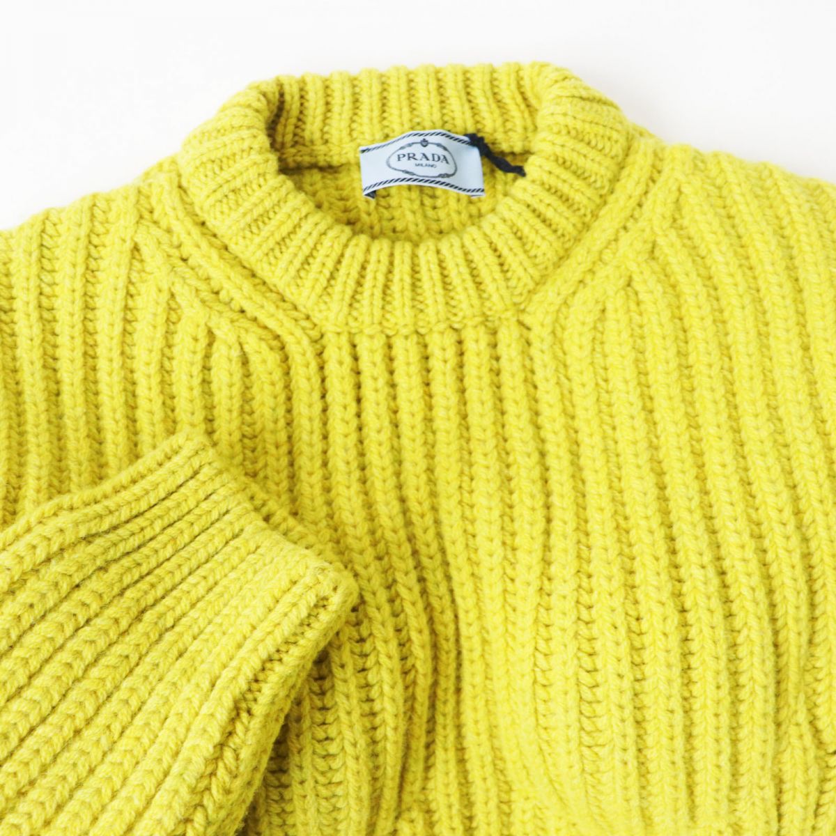 Prada Wool Crew Neck Sweater P24Q1L Yellow