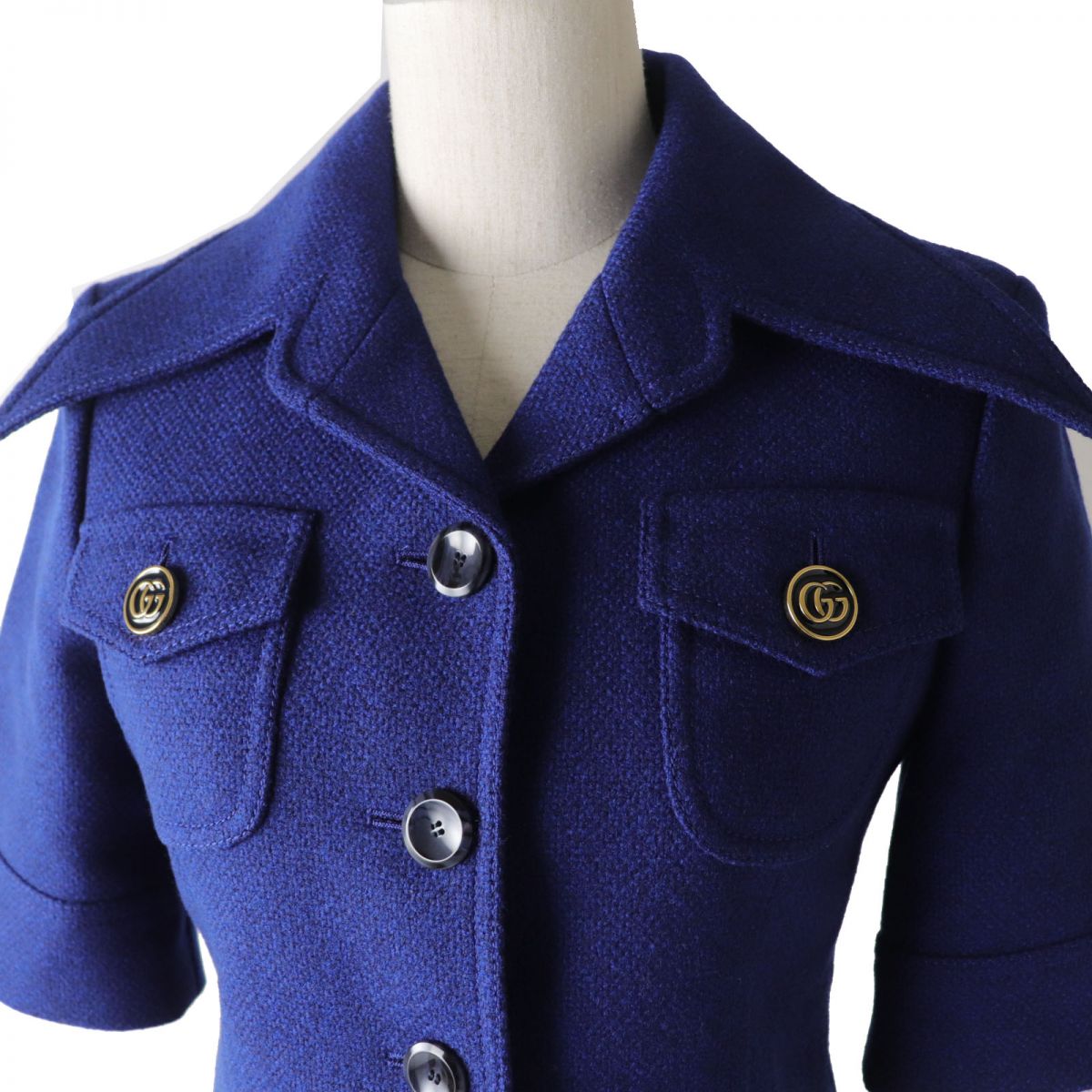 Gucci Women's GG Tweed Jacket Blue 36