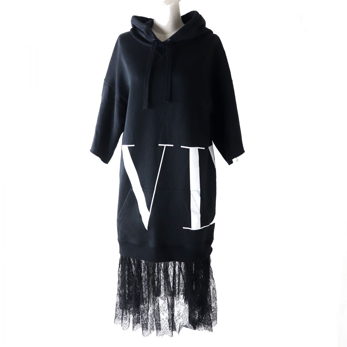 Valentino Women's VLTN Logo Hoodie Dress Black M