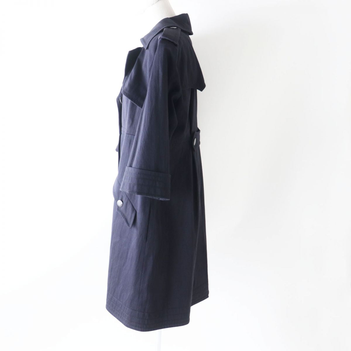 Chanel Cotton Trench Coat, COCO Mark Button, Navy