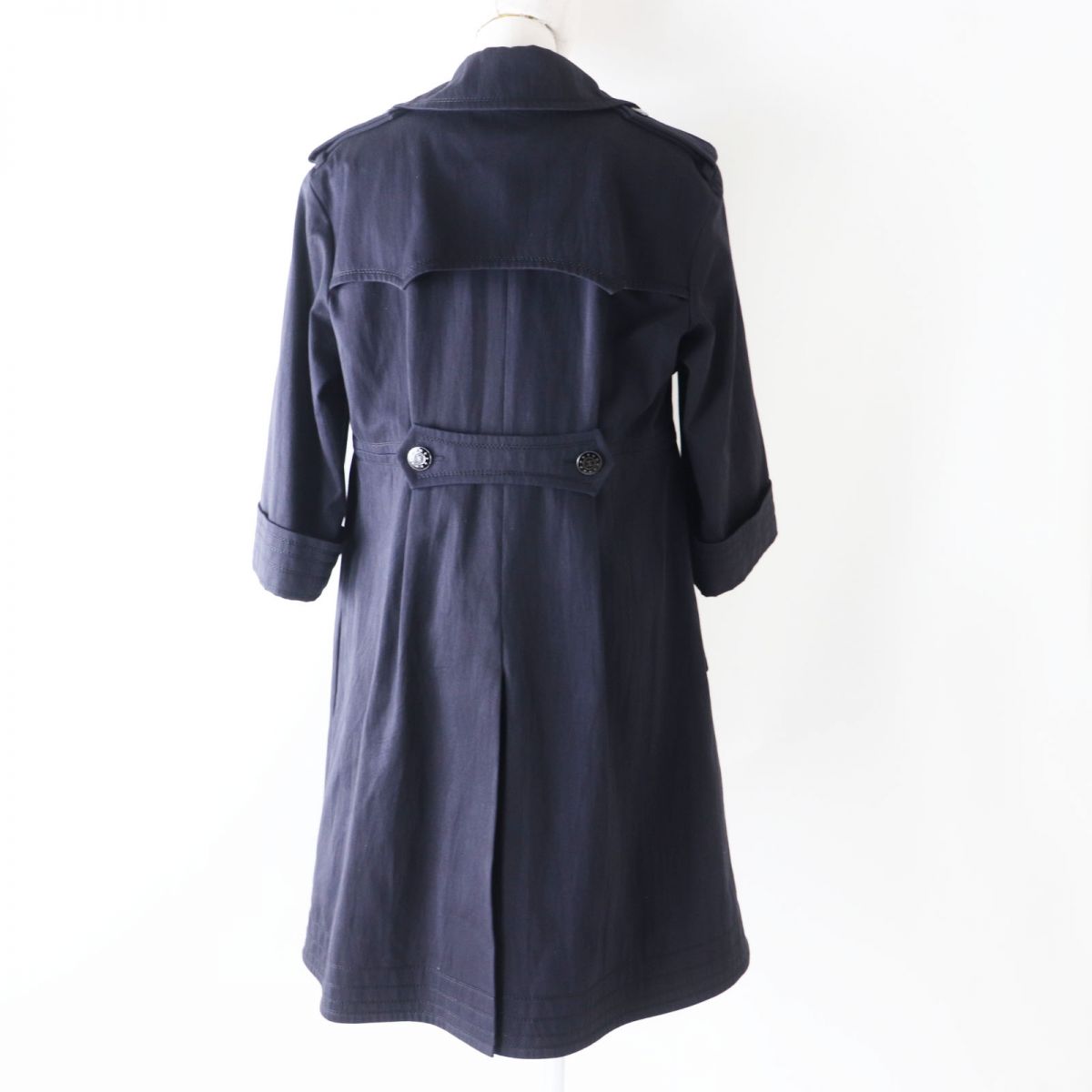 Chanel Cotton Trench Coat, COCO Mark Button, Navy