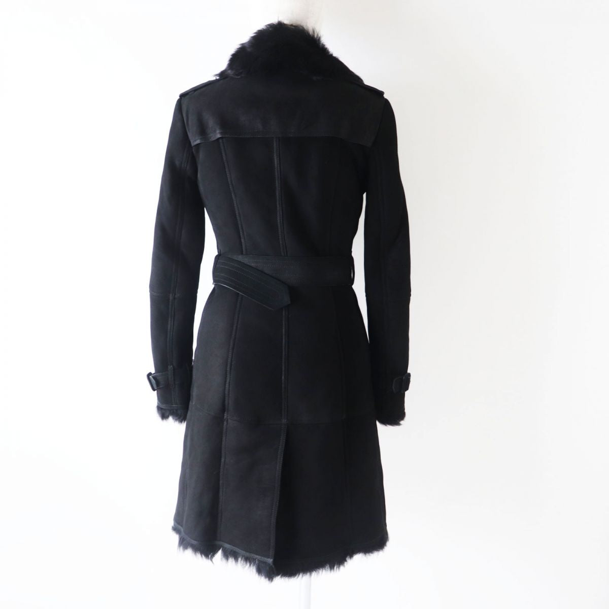 Burberry Shearling Trench Coat Black 36